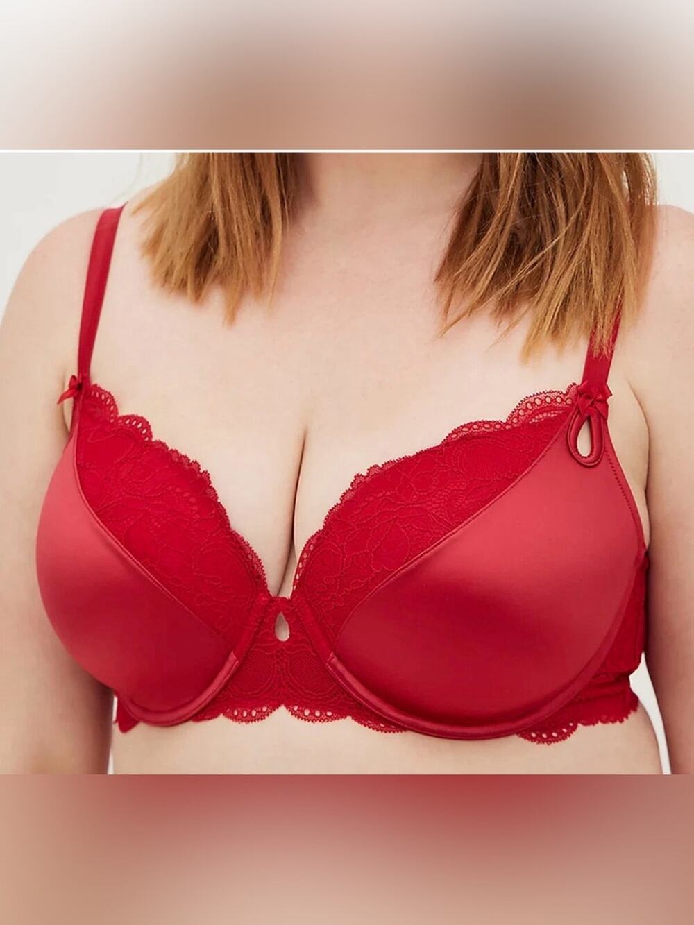 TORRID Curve Lightly Lined T-Shirt Bra in Red Plus Size 46D